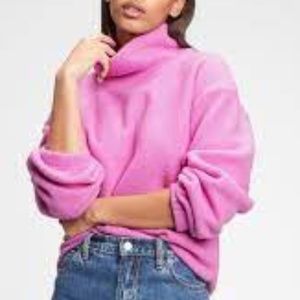 GAP Fleece Turtleneck Sweatshirt- Intense Orchid
